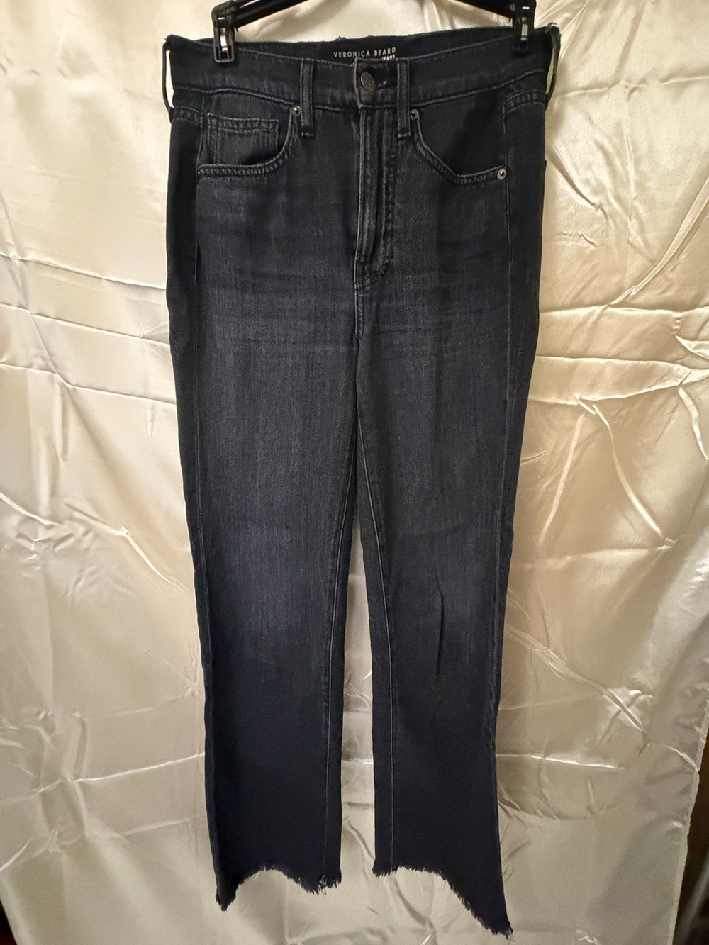 Veronica Beard Men’s Black Skinny Jeans with Raw Hem